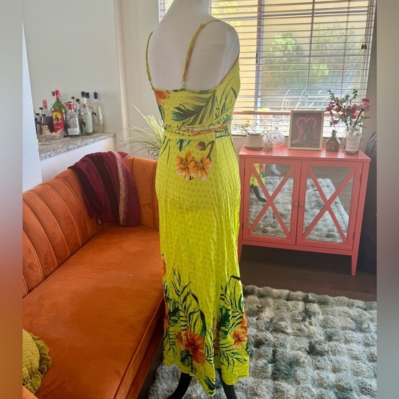 Floral Wrap Dress in Yellow and Green - Picture 6 of 6